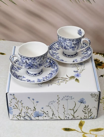 سرویس چای و قهوه خوری 6 تایی گل آبی