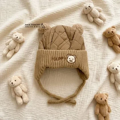 کلاه نوزادی شمعی خرس HAPPY