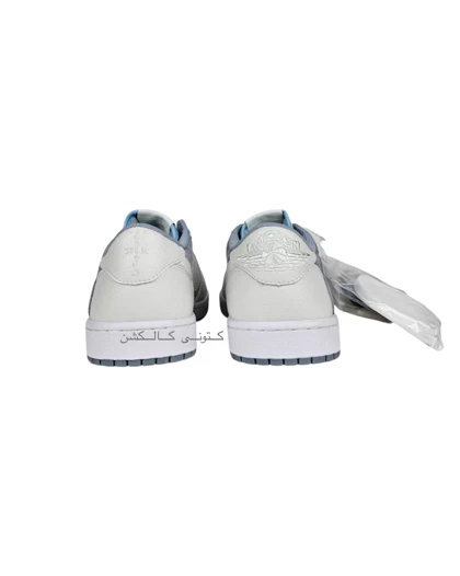 کتانی ویتنامی نایک ایر جردن وان لو تراویس اسکات سفید آبی سوئد Nike Air Jordan 1 Low Travis Scott