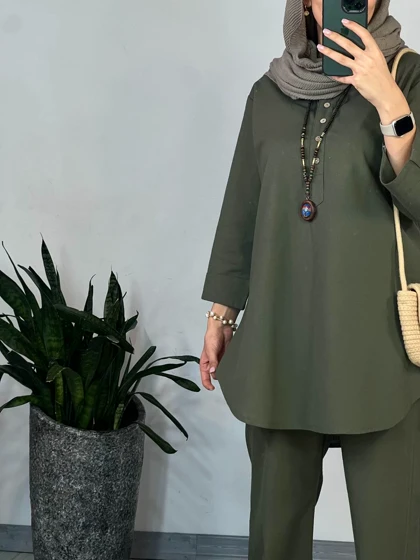 ست مانتو و شلوار لینن