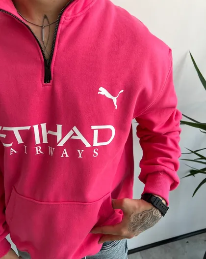 دورس نیم زیپ داخل کرک PUMA ETIHAD رنگ دیپ پینک