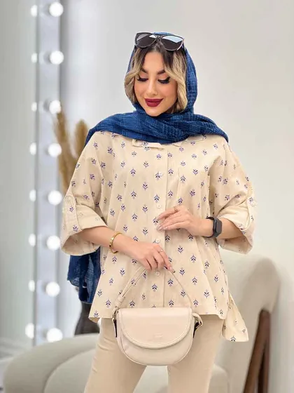 شومیز نچرال طرح گل