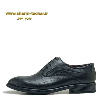 کفش رسمی مردانه چرم طبیعی سنگی کد 894