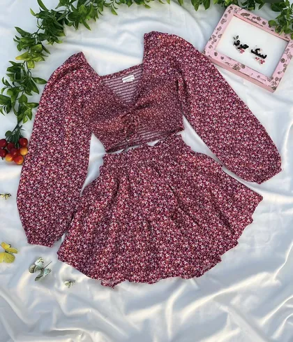 ست دامن و نیم‌تنه زر صورتی🌸❤🍓