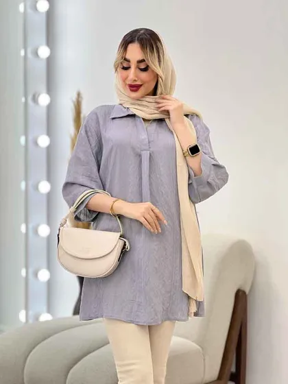 شومیز طرح دار آستین پیله