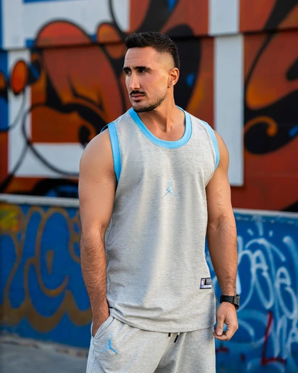 ست بسکتبالی جردن طوسی نخ پنبه