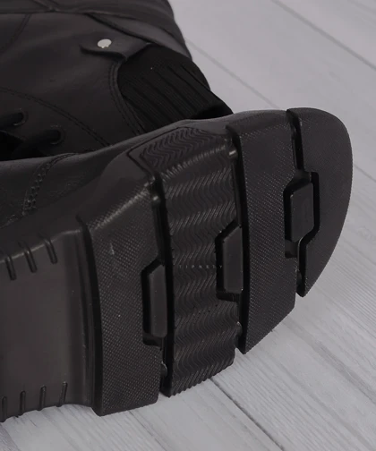 نیم بوت مشکی چرم و ساده 3051