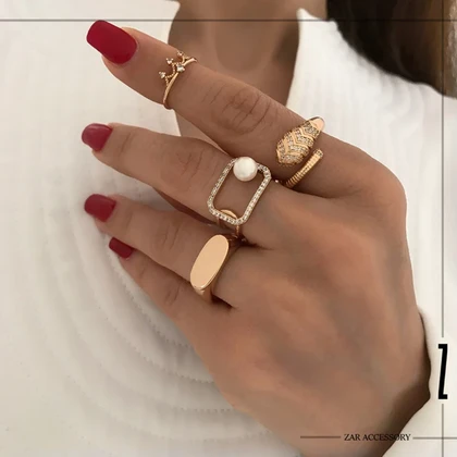 انگشتر مستطیلی تک مروارید