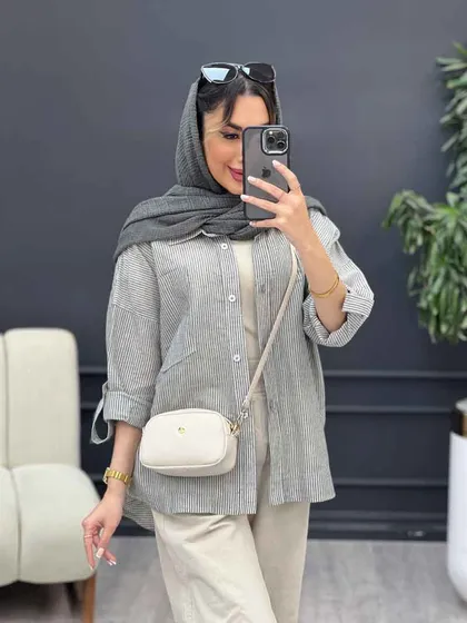 شومیز راه راه دو جیب نیلا