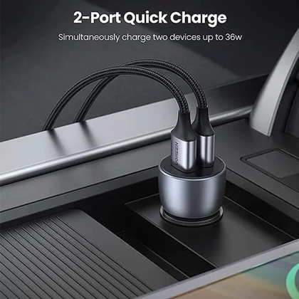 شارژر فندکی فست شارژ ماشین 36 وات یوگرین ugreen CD213 10144