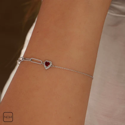 دستبند نقره قلب رنگی کد 351247