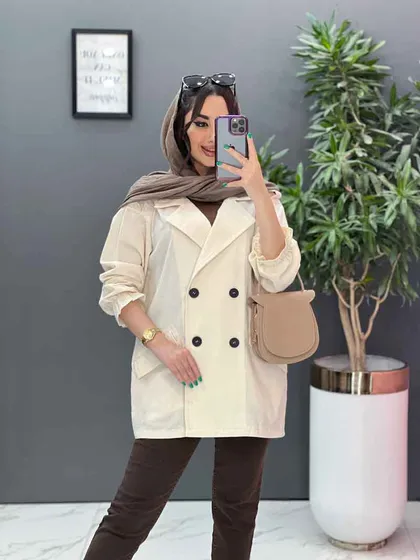 مانتو کتی چهاردکمه آستین کش