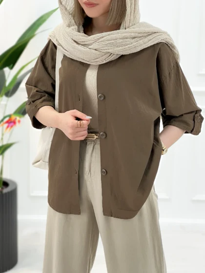 شومیز زنانه باکسی آستین سه ربع