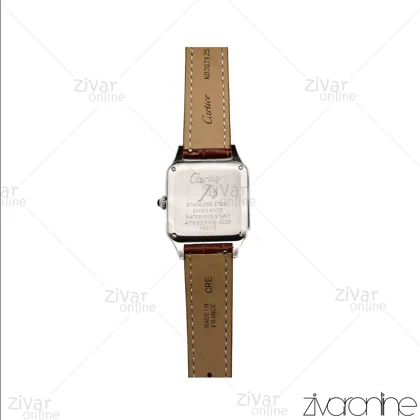 ساعت کارتیر مدل سانتوس دومونت قاب نقره ای بند چرم قهوه ای مدیوم 106171