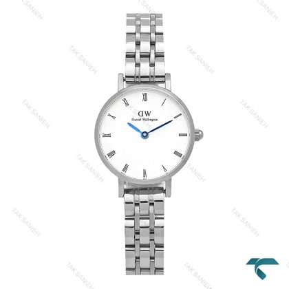 ساعت دنیل زنانه DW مینی گرد تمام نقره ای ایندکس رومی DW-8007-L