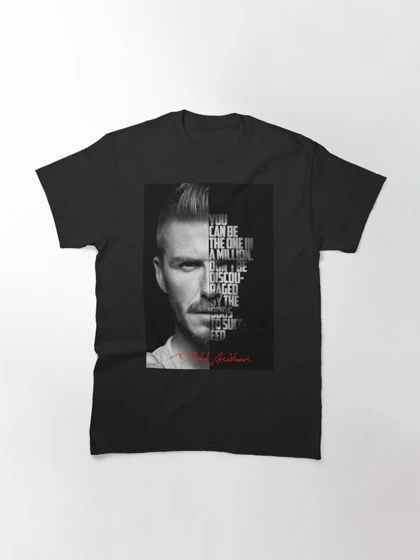 تیشرت ورزشی رئال مادرید | تیشرت Real Madrid CF طرح Black and white David Beckham quote کد 143502