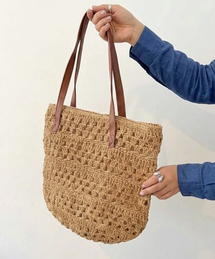 کیف رافیا بند چرمی