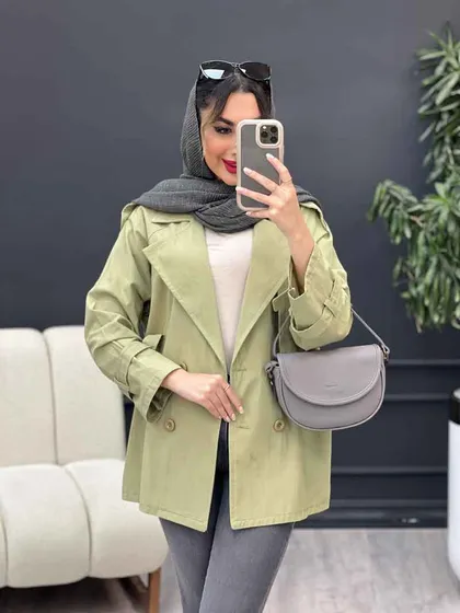 مانتو لینن چهار دکمه سرشانه پاگن