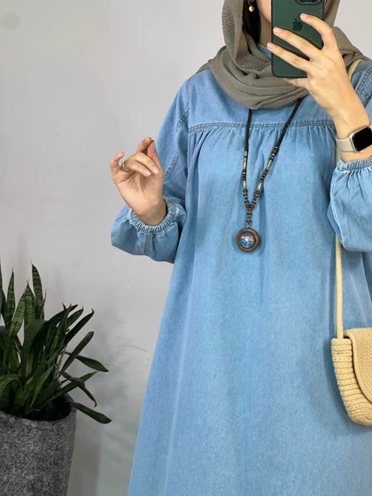 پیراهن مانتویی جین کاغذی 3