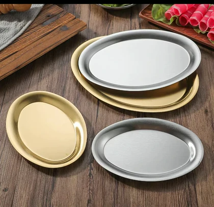 بشقاب بیضی استیل سیلور