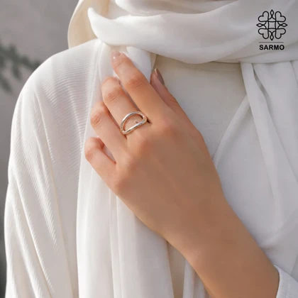 انگشتر استیل نقره ای انتزاعی کد 509151096