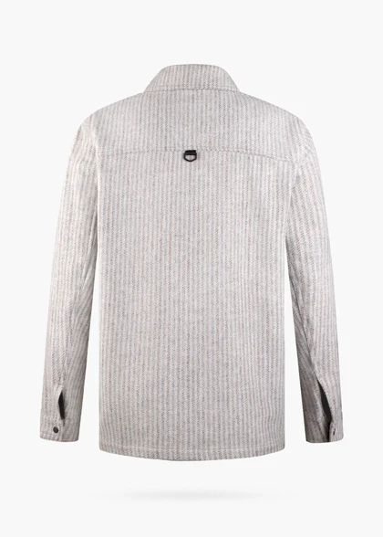 شکت پشمی طرح دار کرم طوسی