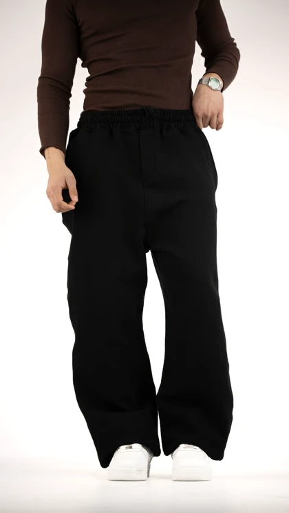 شلوار جاگر دورس پولار خورده فول بگ مشکی فوق‌العاده شیک ترند 2026