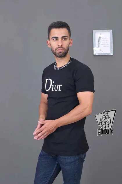 تیشرت مشکی یقه چاپ DIOR