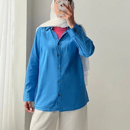 شومیز لینن H&M آبی