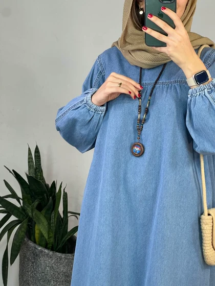 پیراهن مانتویی جین کاغذی 4