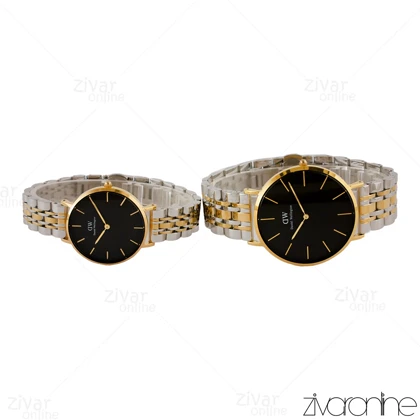 ست ساعت دنیل ولینگتون دورنگ طلایی صفحه مشکی 105298