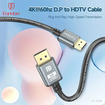کابل DisplayPort به HDMI 4K ارلدام Earldom مدل ET-W38 طول 3 متر