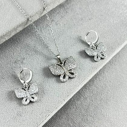 نیم ست پروانه تمام نگین 10190