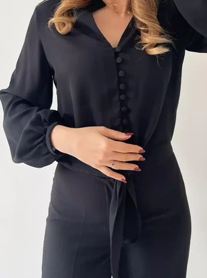 شومیز زنانه کرپ مشکی الیوت (Elliot) کد 2531