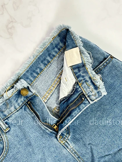 شورتک کوتاه جین پاچه ریش کمر ریش