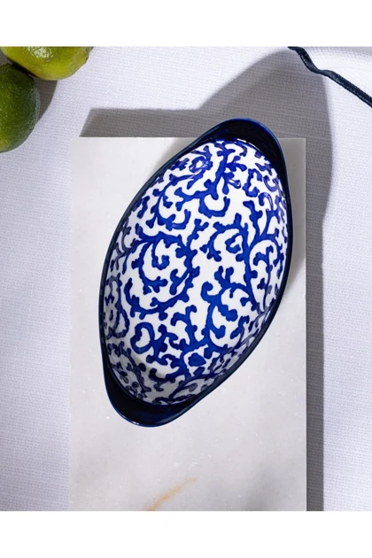 بشقاب سرو Madame Coco مدل Reve Bleu Reneta Bone China - آبی/سفید