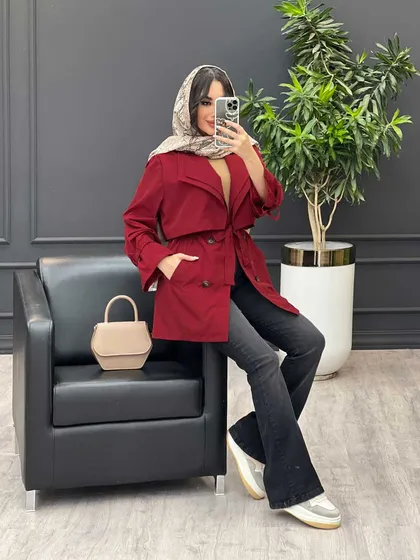 بارانی یقه دوبل ژیله دار