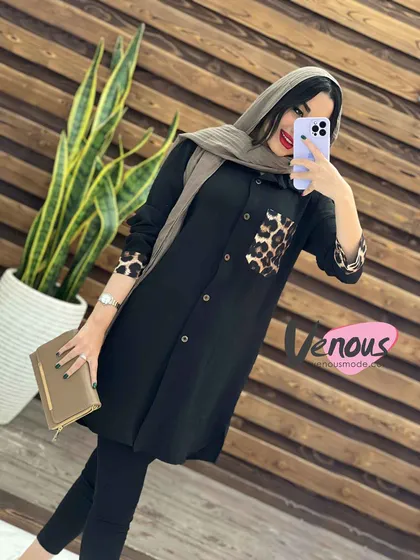 شومیز ابروبادی جیب پلنگی