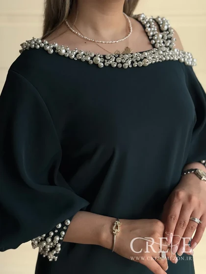 پیراهن میدی یقه مرواریدی