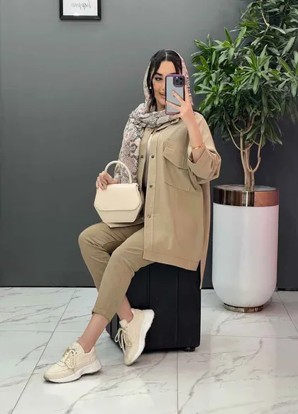 مانتو لینن دو جیب پاکتی