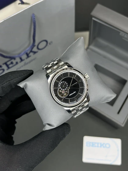 ساعت مچی سیکو پریسیج اتوماتیک صفحه مشکی اوپن هارت Seiko Presage