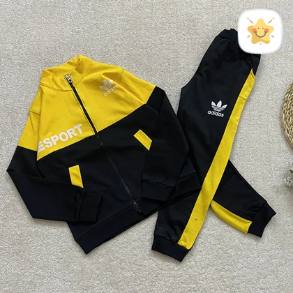 سویشرت شلوار ورزشی پسرانه adidas زرد 5 تا 13 سال