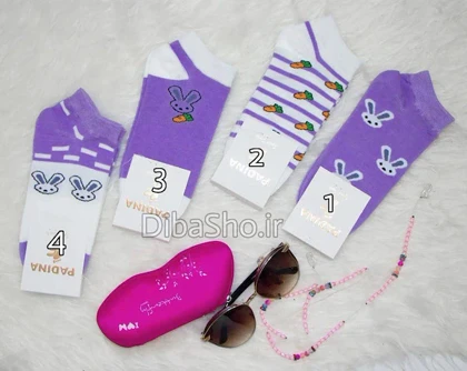 جوراب مچی کیتی تم بنفش