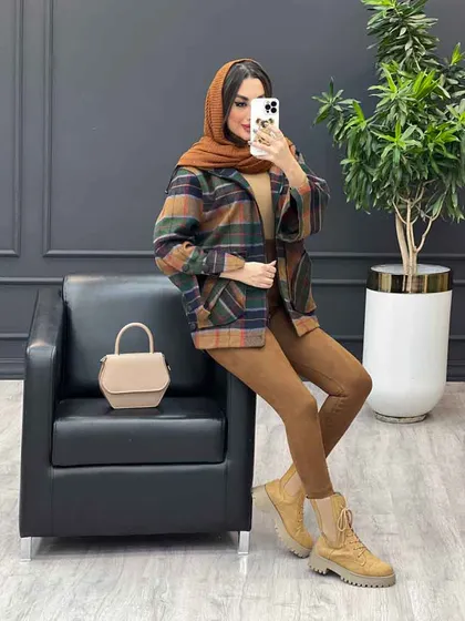 پالتو کلاه دار بغل دو دکمه