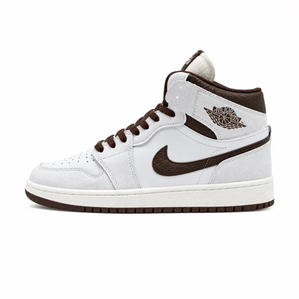 کفش و کتانی مردانه ساق‌دار مدل NIKE JORDAN 1 رنگ سفید قهوه ایی کد 2446