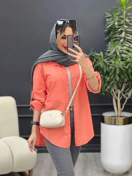 مانتو لینن رنگی بغل پنج دکمه