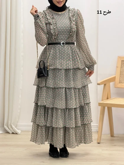 4241-پیراهن طبقه‌ای رز