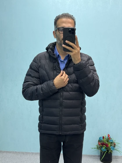 کاپشن پر مردانه مشکی - پارچه ضدآب و با کیفیت