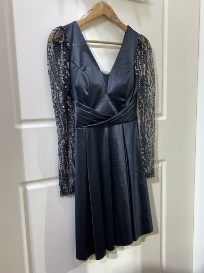 پیراهن میدی تور و ساتن