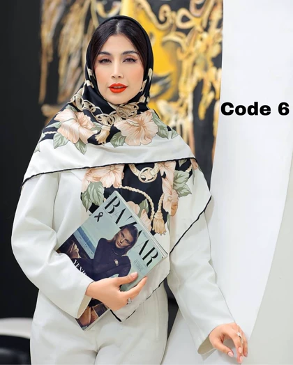 روسری ابریشم توییل دست دوز 3709